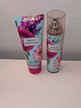 Bath & Body Works Hello Beautiful Pink Floral Body Cream & Mist